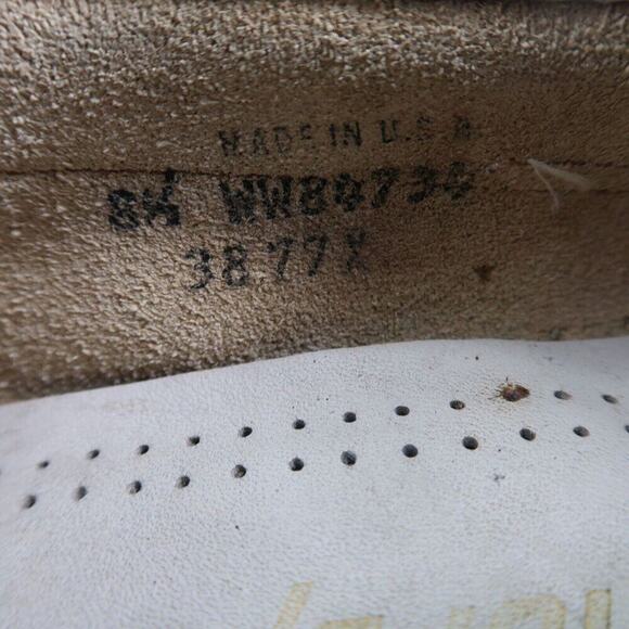 Norsport Shoes Men 8.5 Boat Moc 2 Eye Leather Vintage Nordstrom Beige USA Preppy